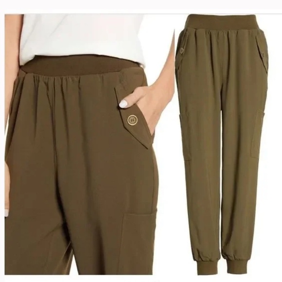 ALL In Favor Nordstrom Olive Green Cargo/Jogger with Cuffed Legs Size XS - Picture 2 of 10